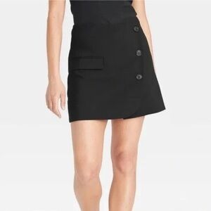a new day Black Asymmetrical Button Skirt